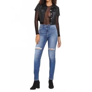 NEW SNEAK PEEK women's high rise ripped skinny jeans in blue
